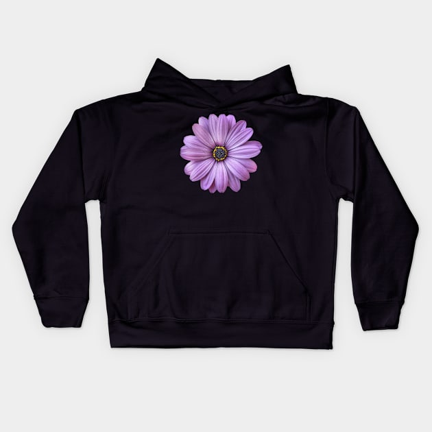 Large Realism Purple Petal Daisy Kids Hoodie by Tenpmcreations